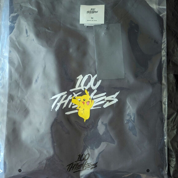 100 Thieves x Pokemon Pikachu Core T-Shirt - Black MEDIUM (SOLD OUT ONLINE) - Picture 1 of 3